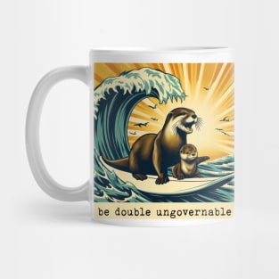 be double ungovernable 841 surfing otter with baby Mug